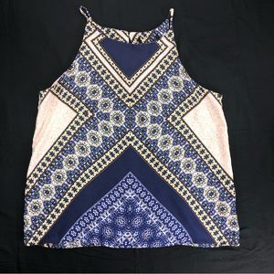Alecto Halter Blouse XLarge Blue & Yellow XL Blue & Yellow Abstract Design